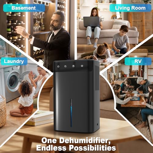 Deshumidificador Eléctrico 2.6L, Silencioso para Hogar, Sótano, Baño y Dormitorio hasta 32 m², con Luz RGB, Apagado Automático y Modo Noche, Bajo Consumo - imagen 8