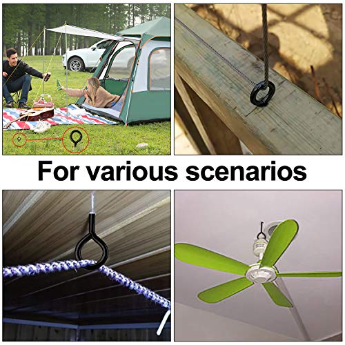 YGAOHF 5 Inch Eye Hooks Screw in Heavy Duty, 500 LBS Capacity, Large Stainless Steel Eye Hooks for Hanging, Black Eye Bolts for Indoor & Outdoor Heavy-Duty Applications - Image 7