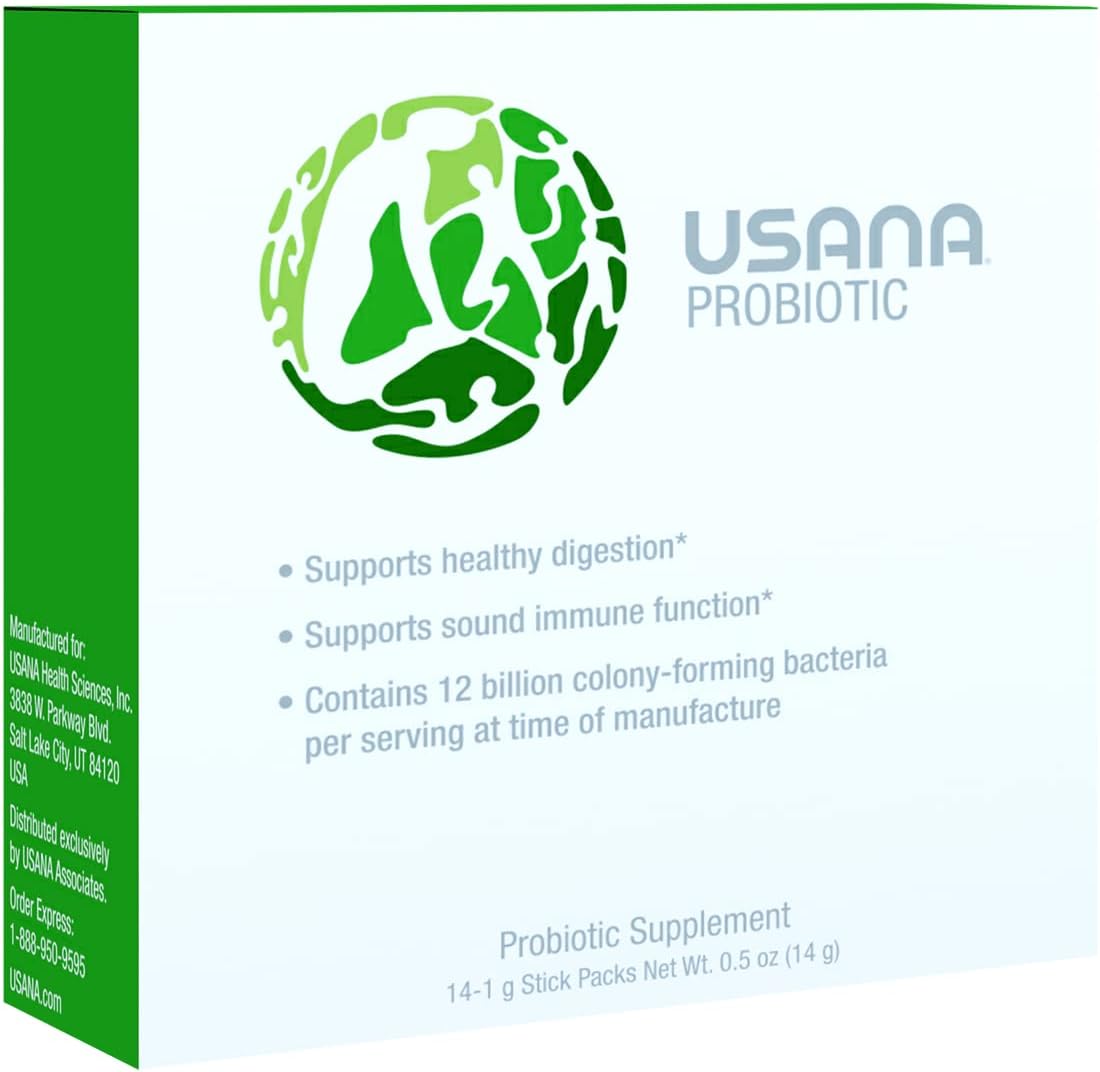 USANA Probiotic Supplement to Support Digestive Health* – Gluten Free – Sugar Free – Dairy Free – 14 Stick Packs