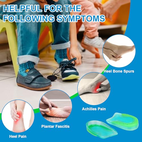 Image of Kids Heel Cups for Heel Pain Sport Traction Shock Absorbing Lightweight Gel Heel Inserts for Kid's with Sensitive Heels, Heel Spurs, Plantar Fasciitis, or Ankle Pain by Plantarecover,1 Pairs