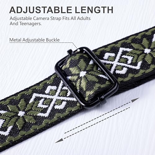 Image of Padwa Lifestyle Adjustable Camera Strap - 1.5 inch Full Grain Leather Ends Camera Straps for Photographers, Adjustable Neck Shoulder & Crossbody Cotton Strap Quick Release for Cameras and Binoculars