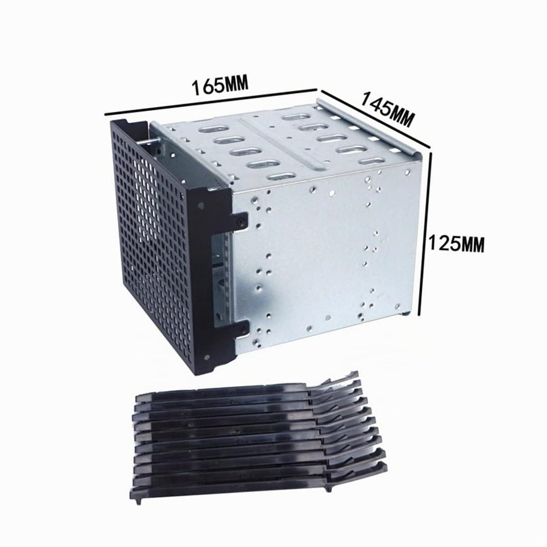 Cage pour Disque Dur Amovible de 5,25" avec Espace de Ventilateur, HDD Cage Rack Disque, Plateau de Disque Durs, Adaptateur de Support pour Ordinateur vers 5 x 3,5 Pouces