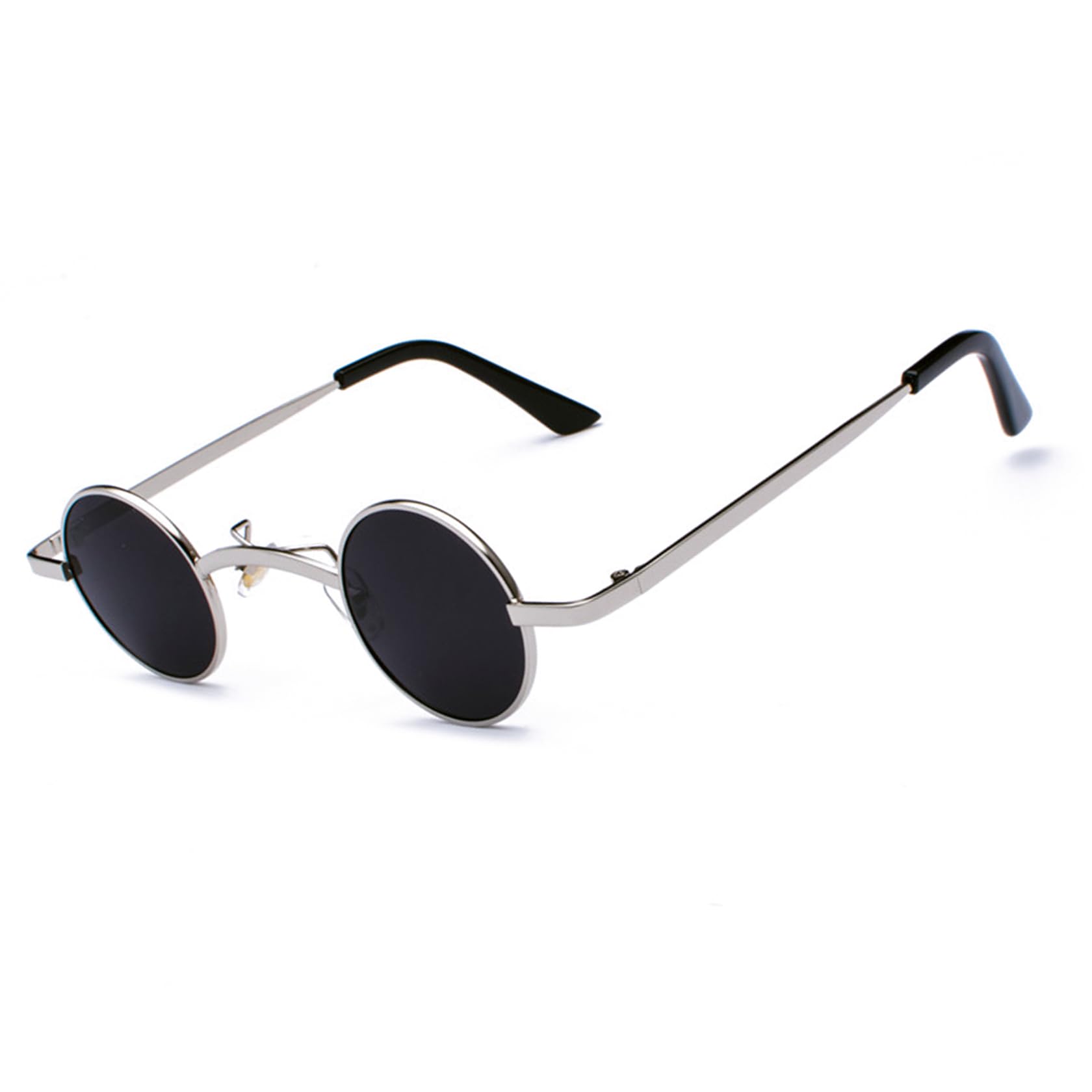 besbomig Gafas de Sol Pequeñas Ovaladas Hombre y Mujer Marco de Metal Estilo Steampunk Hippie Redondas UV400 Protección