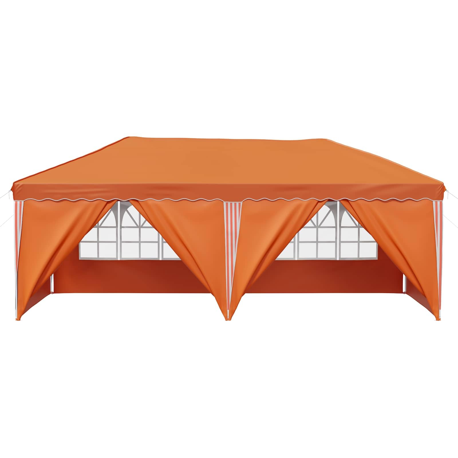 Namiot imprezowy Pop-up 575 x 288 x 245 cm, pomarańczowy, składany i składany, z malowaną proszkowo stalową ramą, odporna na działanie promieni UV i wodoszczelna, idealny do ogrodu, na taras