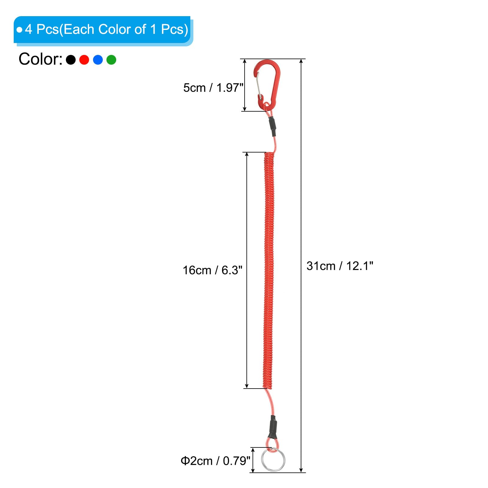 PATIKIL 4pcs Retractable Spring Coil Straps, 6