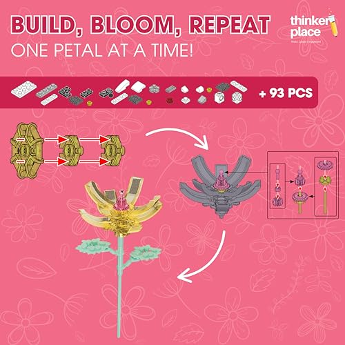 Image of STEM Freesia Flower Building Blocks Set (93 Pcs, 12-in-1) | DIY Flower Pen Stand Kit for Kids 6+ Years (Boys & Girls) | Creative Craft & Learning Toy | Ideal Gift for Kids