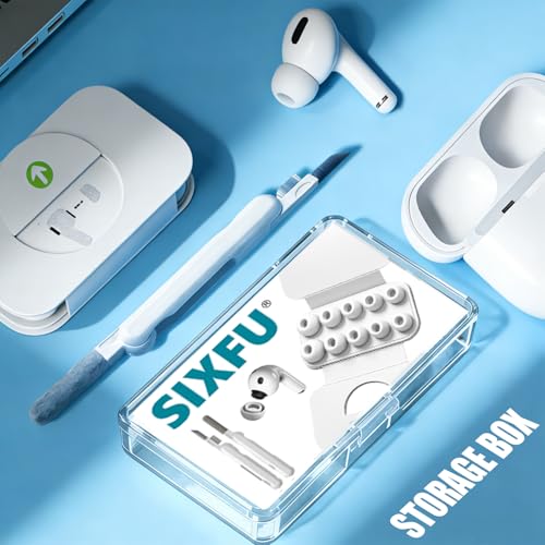 SIXFU 4 Größen der Silikontips Aufsätze für AirPod Pro und AirPods Pro 2 Aufsätze Ohreinsätze Tips mit Reinigungsset & Tragbarem Aufbewahrungskasten, Lärmreduzierung Loch(XS/S/M/L) - Weiß