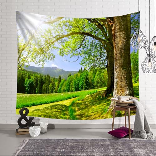 Tapiz de pared grande de 150x150 cm con árboles y sol para transformar espacios vacíos 4