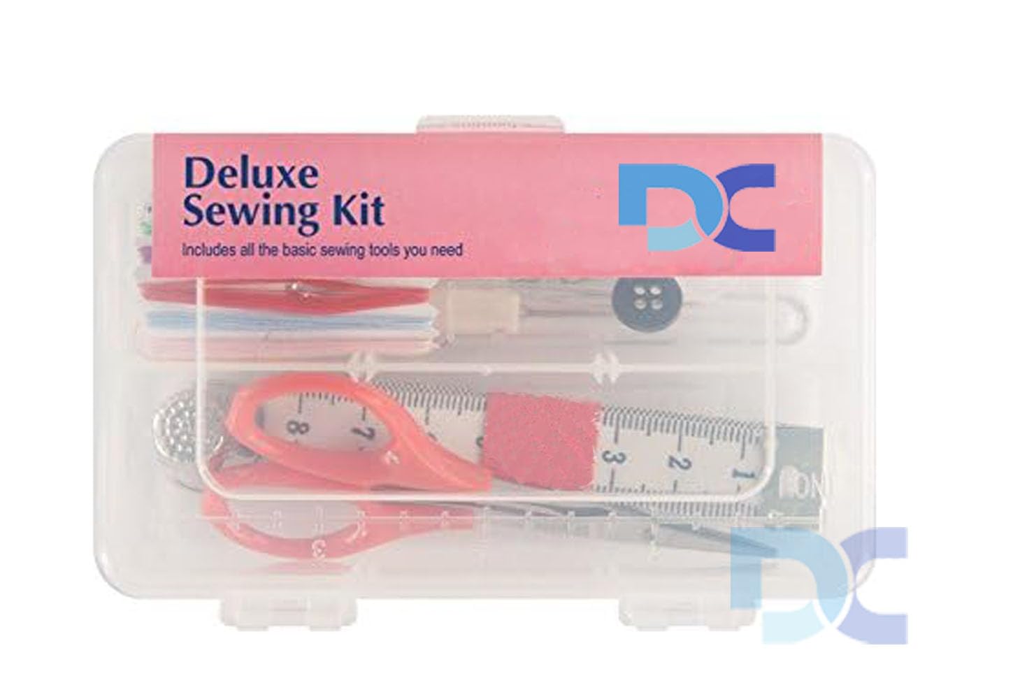 Daily Crafts Sewing Kit Travel Buddy Mini Size- 42 pcs Box for Home Use, Sewing Machine Accessories, Contains 10 Spools of Thread, Sewing Needles, Scissors, Thimble, Tape Measure