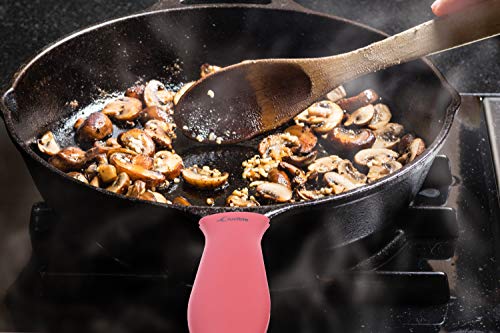 Image of Crucible Cookware 12-Inch Cast Iron Skillet Set (Pre-Seasoned), Including Large & Assist Silicone Hot Handle Holders | Indoor & Outdoor Use