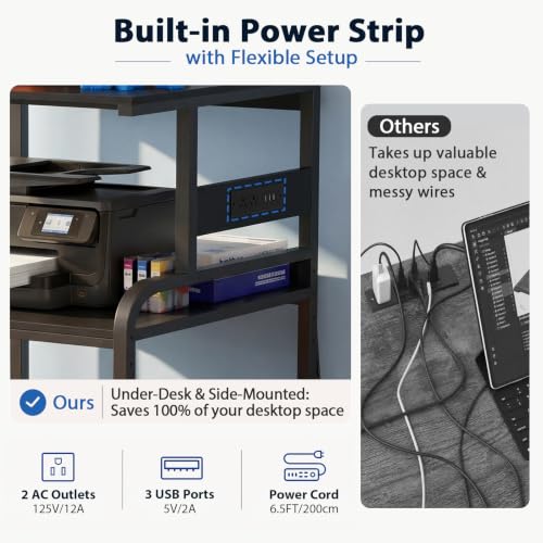Homieasy 3D Printer Stand with Power Outlet, 23.6" x 23.6", Black by Homieasy - Used condition - Image 4