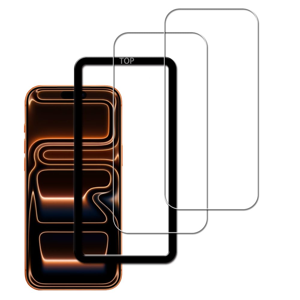 日本旭硝子素材製 対応 iPhone 17 Pro 用の ガラスフィルム 強化ガラス 保護フィルム ガイド枠付き, 2枚セット