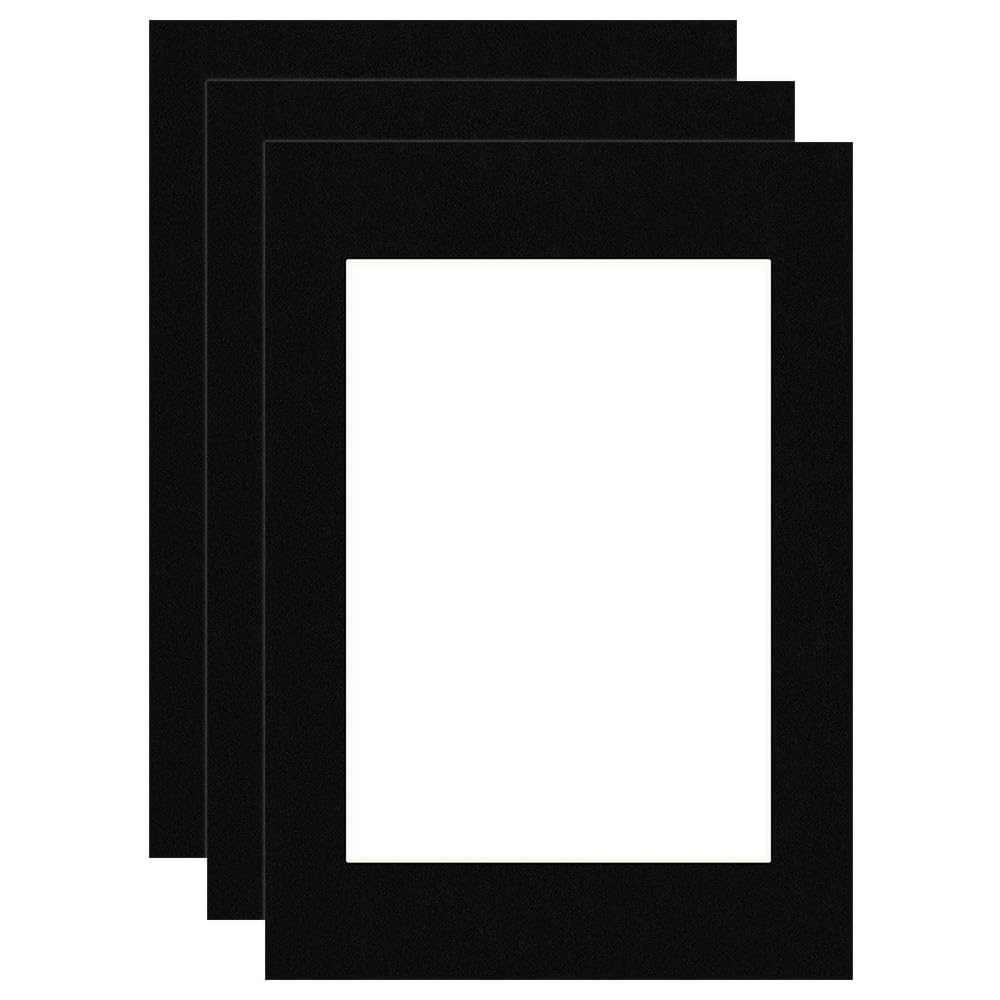 Procut Global A4 Black Picture Mounts Board to Fit A5 Aperture Size - Photo Mount Card Ideal for Prints, Artwork, Crafts & Certificates - Sizes & Colors Available - Pack of 3 โ image 1