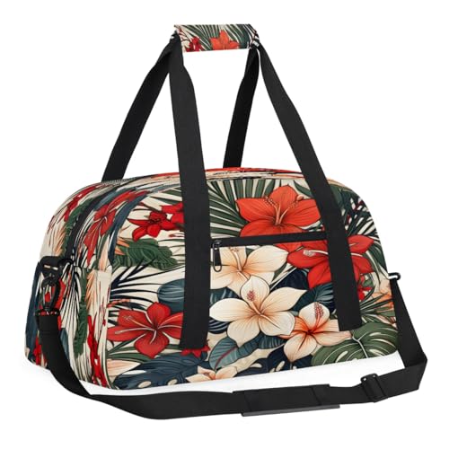 Palm Poppy Flower Sports Duffle Bags Travel Duffle Bag Gym Bag Weekender Travel Bag Waterproof Overnight Bag Carry On Travel Tote Bag Dance Bags