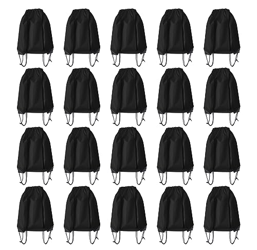 JohahaTim Drawstring Backpack Bulk 20 Pcs Draw String Bags DIY Gym Sports Traveling Yoga Cinch Bag Sackpack Drawstring (Black)