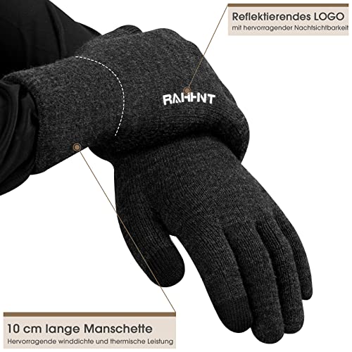 Rahhint Winterhandschuhe Herren Damen Touchscreen Thermohandschuhe Warme Wollstrickhandschuhe mit Fleecefutter