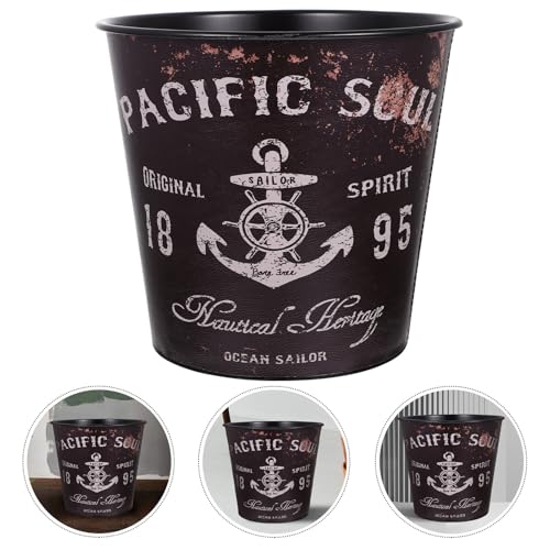 Bote de basura decorativo estilo europeo de hierro negro miniatura 7