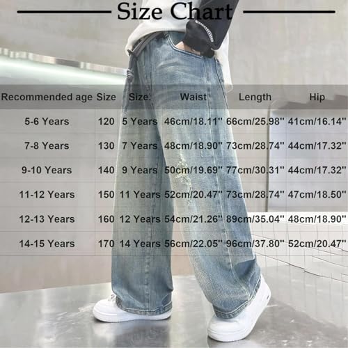 Boys Jeans Kids Vintage Y2k Fashion Baggy Denim Pants Soft Comfy Tween Hip Hop Streetwear Relaxed Fit Jeans 5-15 Year3