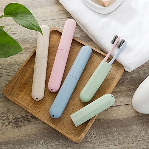 Mggsndi Portable Dustproof Straw Toothbrush Holder Case Plastic Storage Box Bathroom Accessories for Family and Business Travel and Daily Use at School and Outdoor Pink - Thumbnail 2