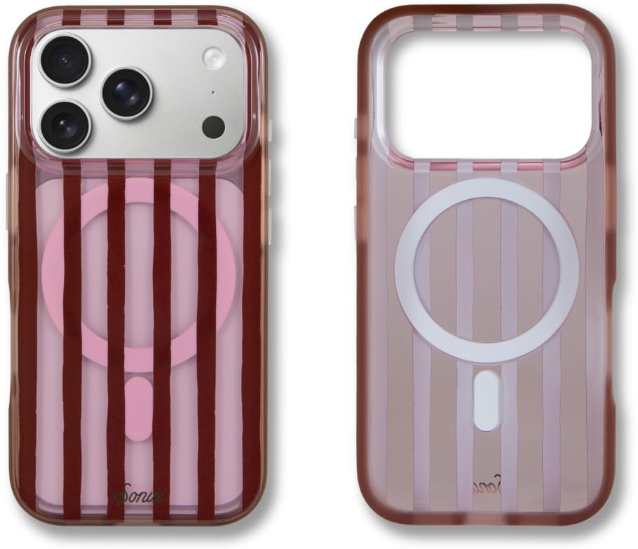 Sonix Case for iPhone 18 Pro, 17 Pro | Abstract Stripe Pink/Cognac