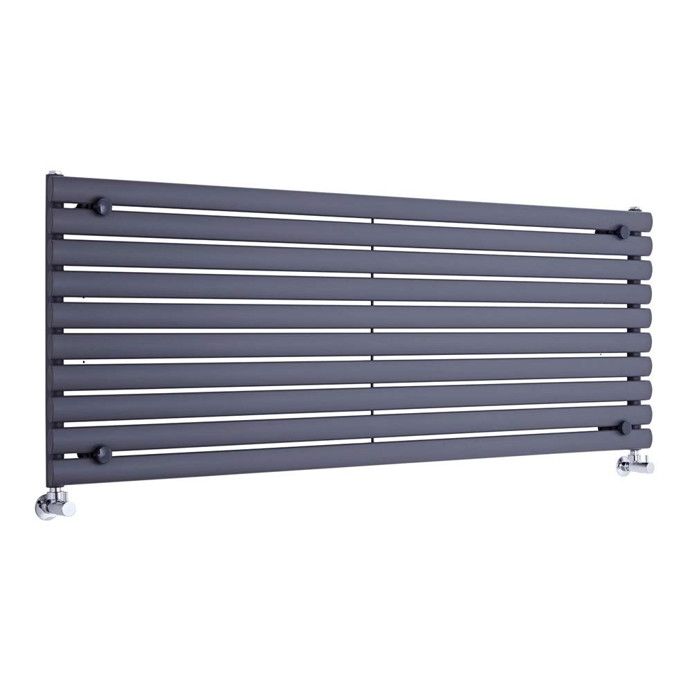 Milano Aruba Anthracite Horizontal Single Oval Panel Radiator - 590mm x 1600mm