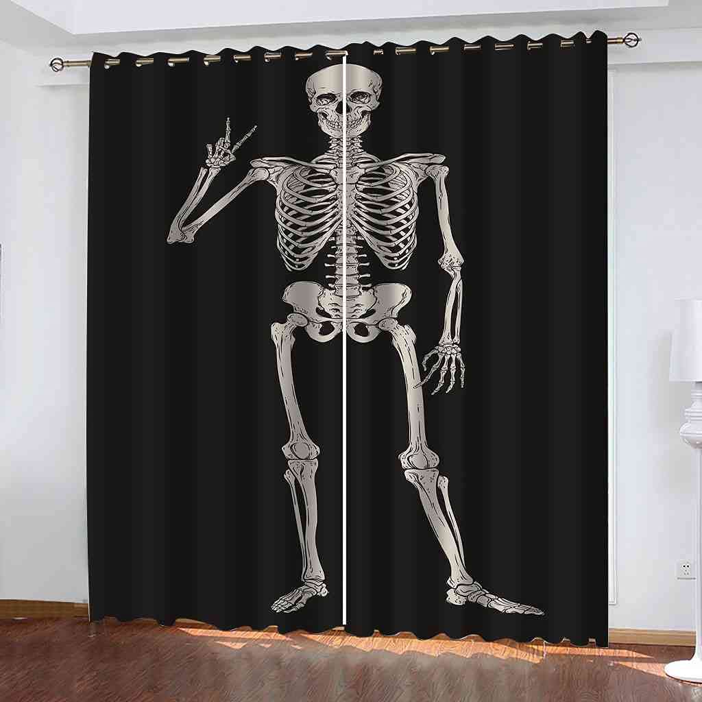 Rideau Occultant Oeillets Art des Os Humains Salon 264x160cm