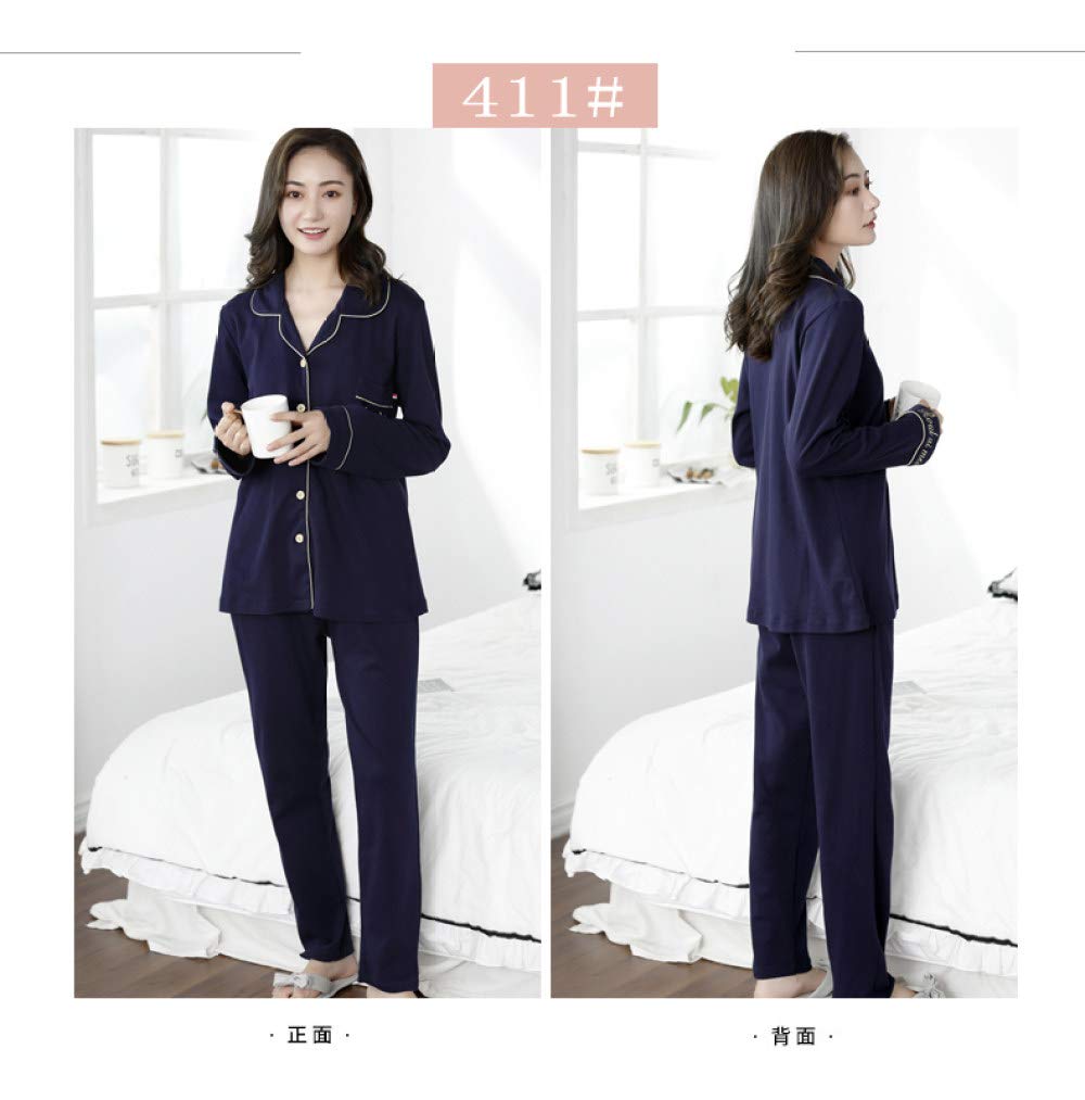 Conjunto De Pijamas De Mujer,Invierno 100% Algodón Conjunto De Pijamas Suaves Ropa De Dormir Clásica De Color Sólido Con Bolsillos Mangas Largas Conjunto De Pijamas Ropa De Dormir Acogedora Ropa D