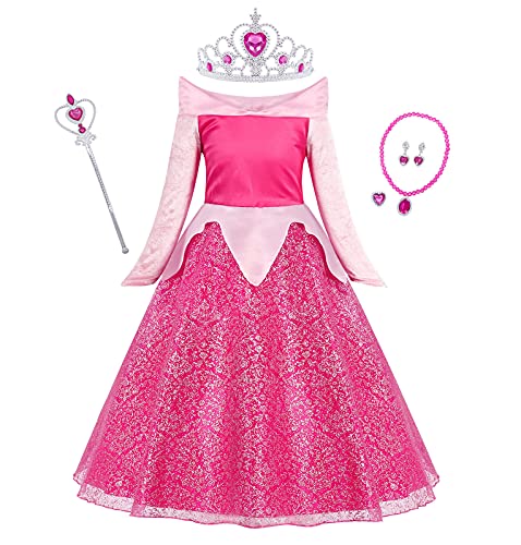 WonderBabe Sleeping Beauty Dress Cinderella Costume Princess Cinderella Aurora Dress Costumes Princess Dressing up Outfit 4-5 Years