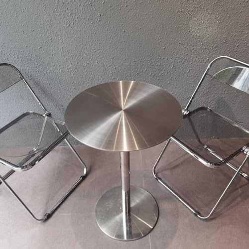Mesa de centro alta redonda con base estable de acero inoxidable puro 2