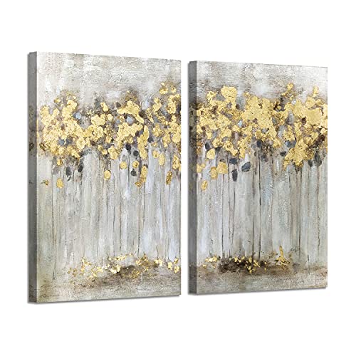 Artistic Path Fall Tree Canvas Picture Artwork: Abstract Forest Wall Art Painting On Canvas For Bedroom (24" W X 36" H X 2 Pcs,Multi-Sized) #TOP12