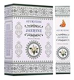 Ayurvedic Jasmine Masala Räucherstäbchen – 12 x 15 Sticks | Handgerollte Agarbatti Blumig-Süßer Duft für Gebet, Meditation & Yoga | Mit Kajal Sticker Floral & devotional