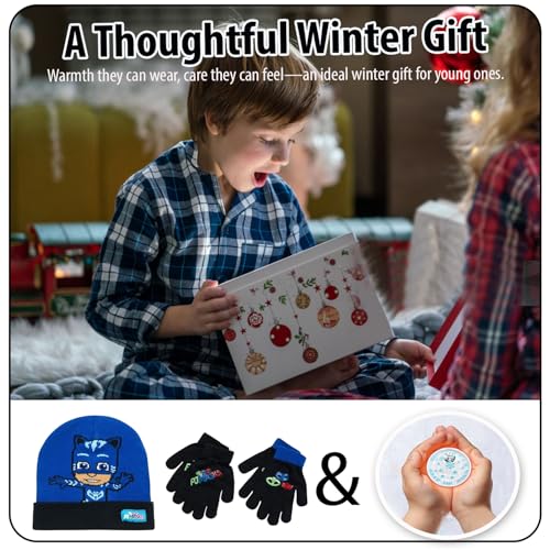 Image of PJ Masks Winter Hat and 2 Pair of Gloves or Mittens Set (Age 2-7)