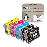 BeOne T069 Ink Cartridges Remanufactured Replacement for Epson 69 T069 to Use with Stylus NX100 NX110 NX215 NX300 NX400 NX415 NX510 NX515 Workforce 30 40 310 500 600 610 615 (5-Pack; 2BK, 1C, 1M, 1Y)