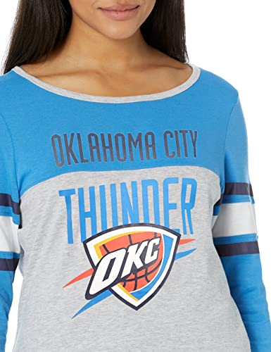 Ultra Game Nba Oklahoma City Thunder Womens T-Shirt Raglan Baseball 3/4 Long Sleeve Tee Shirt, Team Color, Large #TOP3