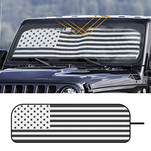 Windshield Sunshade Sun Shade Heat Shield Car Sun Visor Mat For Jeep Wrangler Jl Jlu 2018-2023 Rubicon Sahara 2 Door & 4 Door & Gladiator Jt(Us Flag) #TOP13