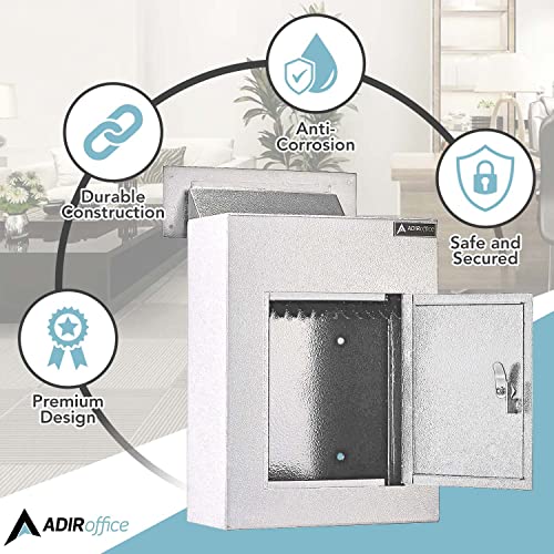 Adiroffice Through The Wall Drop Box Safe - Durable Thick Steel W/Adjustable Chute - Mail Vault For Home Office Hotel Apartment #TOP4
