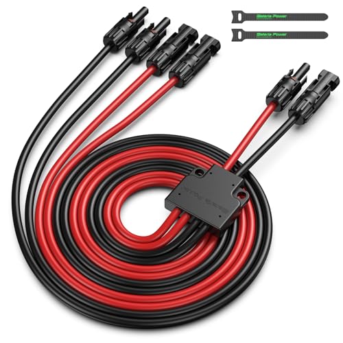 Solar Connectors for 2 Solar Panels, IP68 Waterproof Solar Panel Connectors Splitter, 4 to 2 Y Branch Parallel Adapter for Solar Cable Extension 10FT