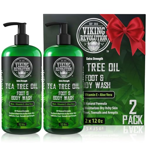 Antifungal Tea Tree Oil Body Wash Soap for Men - Helps Athlete's Foot, Toenail Fungus, Jock Itch, Eczema, Ringworm & Body Odors - Extra Strength Men's Body Wash (2 Pack)