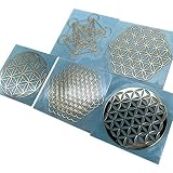 METAL ARTEM Flower of Life Metal Orgone Pyramid Sticker DIY Resin Crafts Energy Tower Material Decals Sacred Geometry Sticker (Gold # Flower of Life_1)