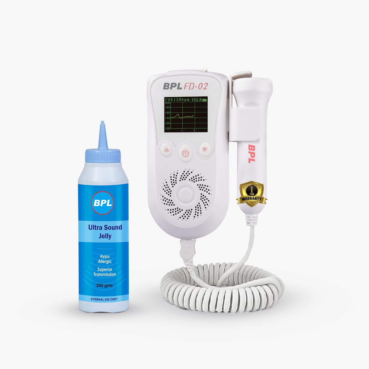 BPL Medical Technologies FD-02 Fetal Doppler Smart Noise Reduction & Heartbeat Detection Machine with Ultrasound Gel|In-Built Speaker for Home and Clinic Use - White 4