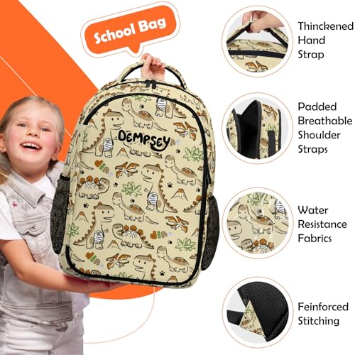 Custom Dinosaur Backpack for Boys, Personalized Kids Backpack with Lunch Box and Pencil Case, Customized Elementary School Bookbag Set4