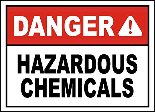 Vinyl Stickers - Bundle - Safety and Warning & Warehouse Signs Stickers - Danger Hazardous Chemicals Sign - 3 Pack (10" x 7")