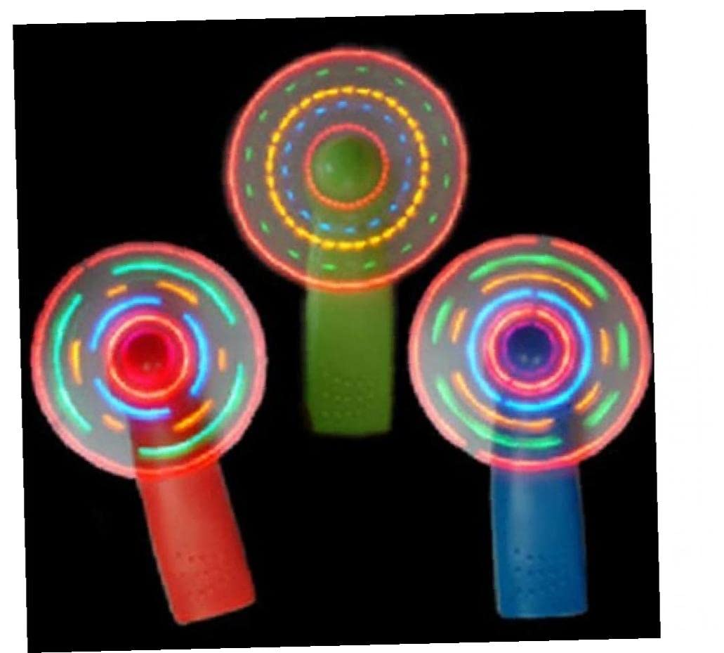 Zonster Mini Led Light Up Fan Glowing Flashing Rainbow Windmill Handheld Battery Operated for Office Room Outdoor Traveling