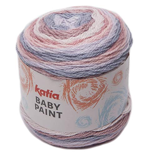 Katia Baby Paint 103 - Light pink-Rose-Light lilac 100g with free Baby Shawl pattern