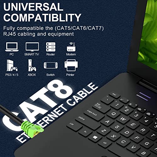Cable Ethernet Cat8 150 pies S/FTP Negro RJ45 miniatura 6