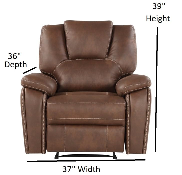 Image of Torque - Alfex 1 Seater Leatherette Manual Recliner | Recliner Sofa /Chair for Living Room, Bedroom, Office | 1 Year Warranty - Brown