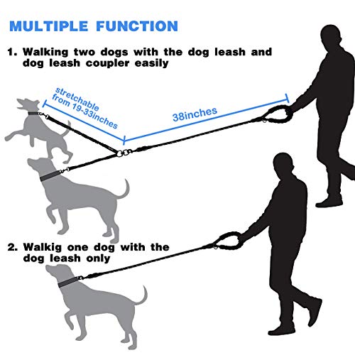 Tobedri Comfortable Dual Dog Leash Tangle Free With Shock Absorbing Bungee Reflective 2 Dog Leashes For Large Medium Small Dogs #TOP5
