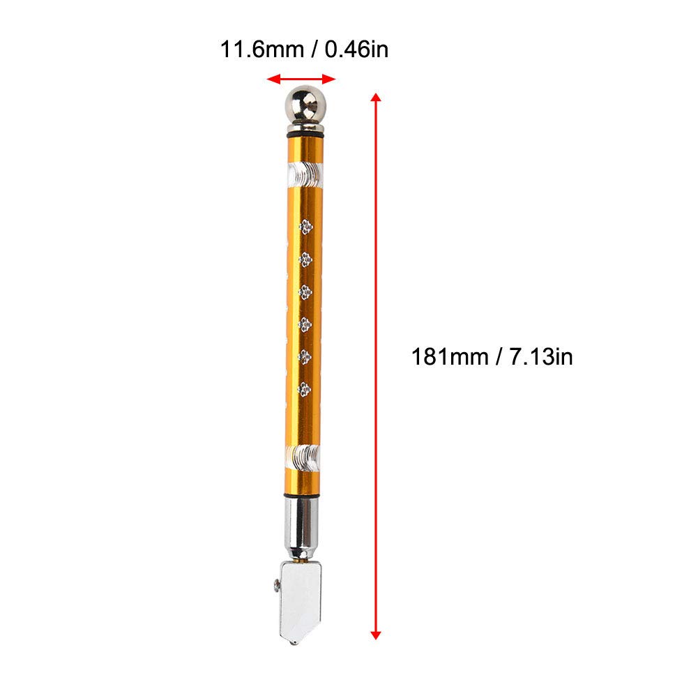 Professional Pencil Glass Cutter with NonSlip Handle for Thick Glass Mosaic and Tiles (Gold)
