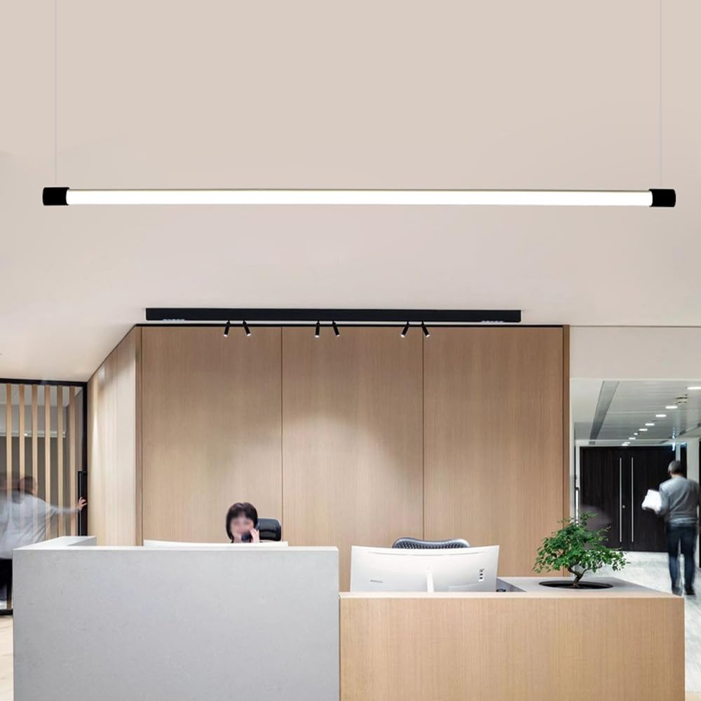 Suspension Led Linéaire - Lampe Suspendue En Acrylique Pour Salle À Manger, Îlot de Cuisine, Bureau - 100 Cm (39,4 Po), Argent (Or, 100 Cm | 39,3 Po)/Noir/120 Cm | 47,2 Pouces