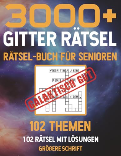 3000+ Gitter Rätsel Buch für Senioren aus 102 Themengebieten: 102 Wortfüll-Rätsel von Alten Kulturen bis Wissenschaft, inklusive Lösungen. Größere ... x 11 Zoll (Mal- und Rätselbücher Erwachsene)
